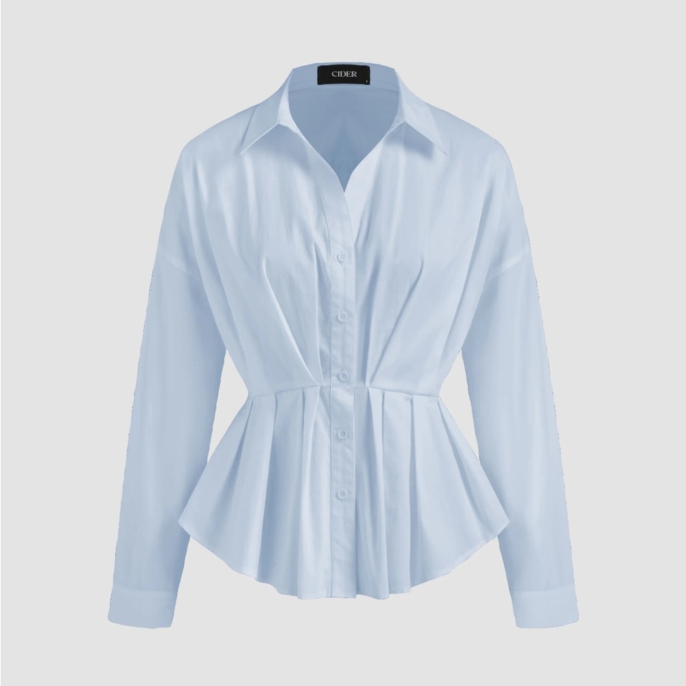 Cider Women's Blue Button-Up Top NWOT